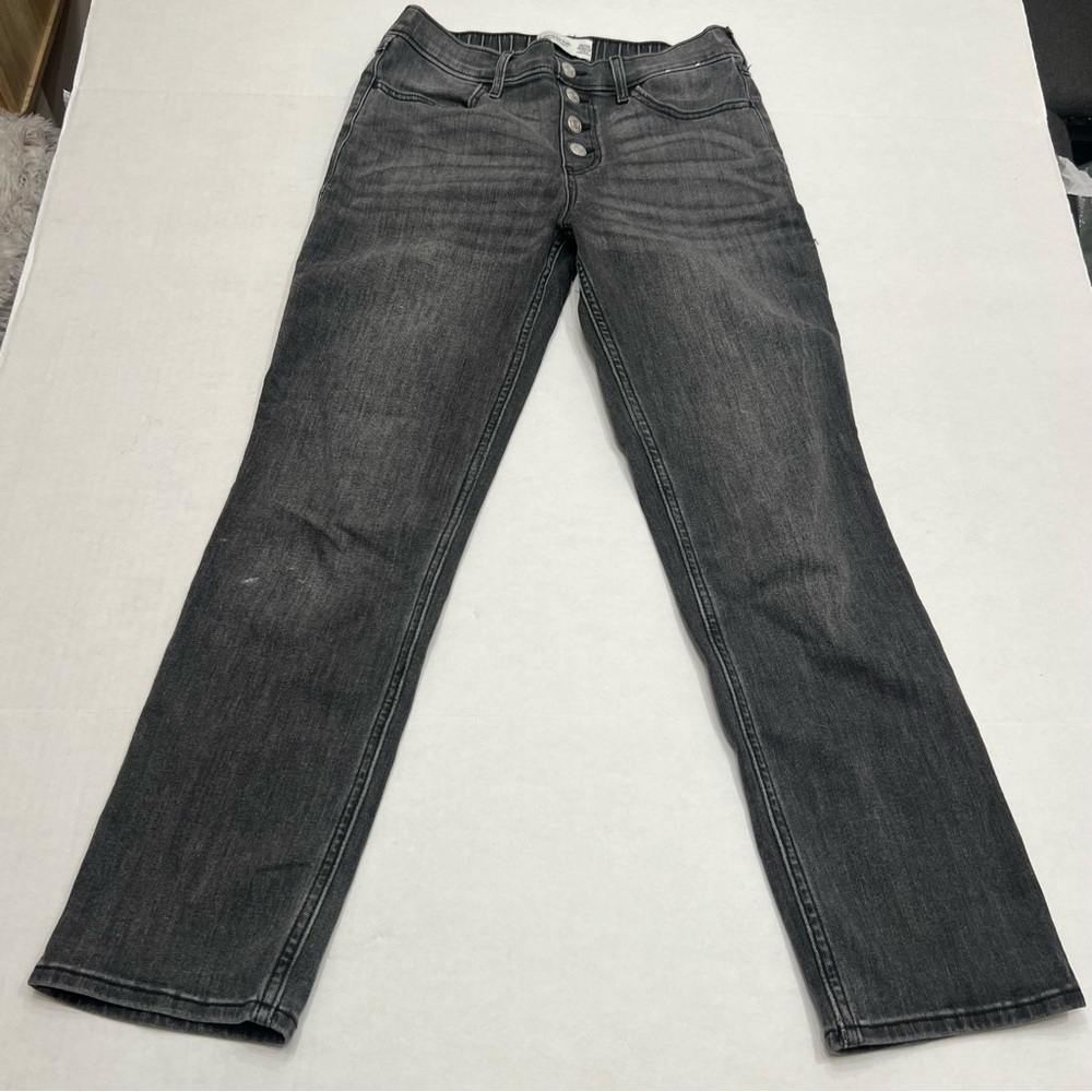Abercrombie Kids Girls High Rise Straight Leg Button Fly Denim Jeans 13/14